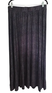 Lane Bryant NEW Pleated Metallic Sparkle Midi Skirt Black Silver Size 14/16 - Picture 1 of 5
