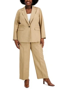Traje Chaqueta Le Suit Mujer Plus Dos Piezas Pierna Recta Talla 16W Marrón Tostado Beige - Imagen 1 de 1