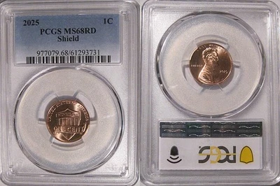 2025 P Lincoln SHIELD 1c Cent  PCGS MS68RD - Image 1 of 2