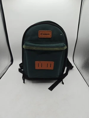 Estuche acolchado vintage verde para cámara Canon mochila de viaje compartimentos usado Foto 1 de 4