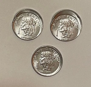 1974 lot of three Philippines 1 Sentimo broadstruck and off center error coins - Picture 1 of 2
