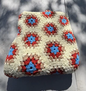 Vintage afghanische Couch Design gehäkelt hausgemacht Sechseck Formen - Bild 1 von 14