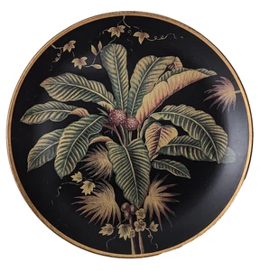 Palm with Berries Black Decorative Plate 10” - Picture 1 of 3