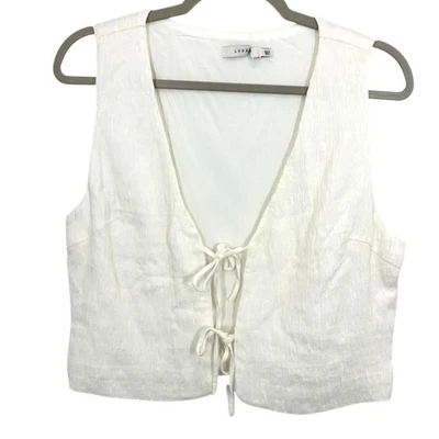 Colete regata feminina tamanho exuberante grande texturizado off white frente amarrada cropped - Imagem 1 de 4
