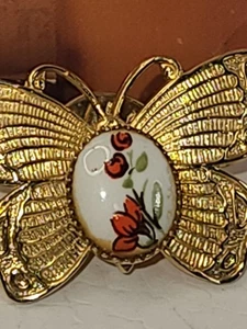#1503 VINTAGE BALLOU REG'd GOLD BLUME EMAILLE TAC ANSTECKNADEL - Bild 1 von 6