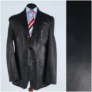 Mens HUGO BOSS Leather Blazer 44R UK Size Brown Lamb Leather Sport Coat Jacket - Picture 1 of 14