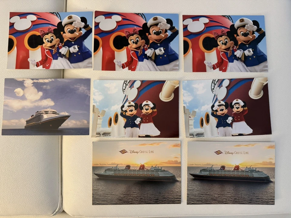 JUEGO DE 8 POSTALES DE LA LÍNEA DE CRUCEROS DE DISNEY BARCOS DE DISNEY MICKEY Y MINNIE MOUSE Foto 1 de 1