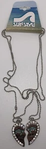 Collana stile surf acciaio inox cuore tartaruga blu migliori amici pendenti 16" - Foto 1 di 2