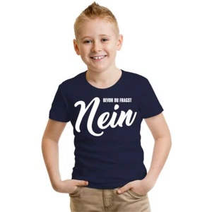 T-shirt bambino prima di chiedere NO divertente frasi meme regalo taglia 86 - 164 - Foto 1 di 7
