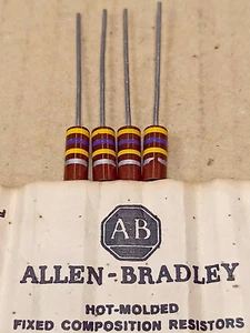 4 pcs Preselected (+/-5%) AB ALLEN BRADLEY 470k 1W carbon composition resistor - Picture 1 of 1