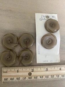 6 Vintage Buttons by Schwanda Brown/tan Large Swirl, Some On Card - Picture 1 of 3