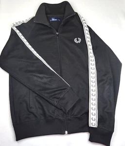 Fred Perry Trainingsjacke schwarz Herren klein Baumwolle Poly mit Taschen - Bild 1 von 7