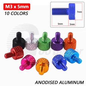 M3 x 5mm Flat Knurled Thumb Screw Hand Grip Bolts Aluminum Anodised 10 Colors D7 - Picture 1 of 17