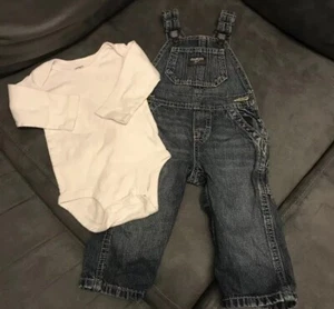 Jungen Größe 12 Monate Denim OshKosh Overall mit Hemd - Bild 1 von 3