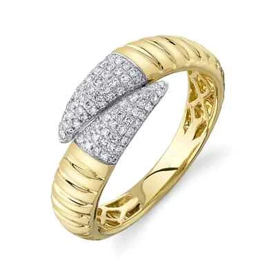 14K Yellow Gold Diamond Bypass Wrap Ring Claw Natural Round Cut 0.22 CT - Image 1 of 3