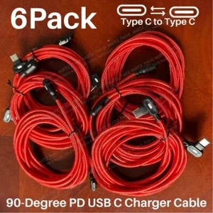 Lot of 6x 90 Degree Elbow USB Charger Cable 6FT For iPhone 15 Pro Charging Cord - Picture 1 of 11
