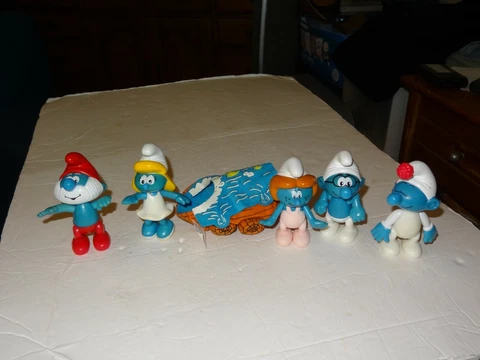 2002 Smurfette & Log Ride 4" McDonald's PAPA Smurf LOT SMURFS Cover