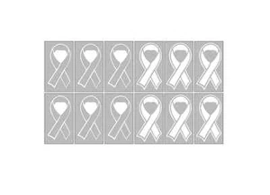 12 -1.25"x2" White Ribbon-LUNG Cancer Awareness-Vinyl Decal sticker cell laptop - Picture 1 of 1