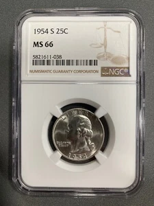 1954S Washington Silver Quarter - NGC MS66 - Picture 1 of 2