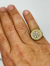 men's round cut diamond ring 14k yellow gold