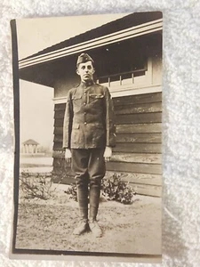 (D44) WW1 U.S. Army RPPC of a Soldier at Attention, Excellent! - Picture 1 of 2