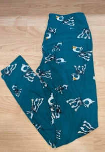 LuLaRoe Leggings One Size OS Unicorn Skelicorns Skeleton Unicorns Teal Halloween - Picture 1 of 4