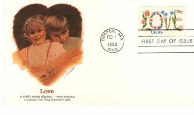 USPS First Day Issue #1951 – 1982 20c Love Series: Love Flowers ST1868 - Image 1 of 2