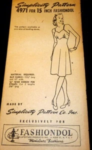 *RARE VTG 1940s 15" Simplicity FASHIONDOL Doll Clothing SEWING PATTERN Uncut - Picture 1 of 1