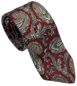 Polo Ralph Lauren Silk Tie Vintage Paisley Baroque Twill Print USA 80s Red 55x3 - Picture 1 of 5