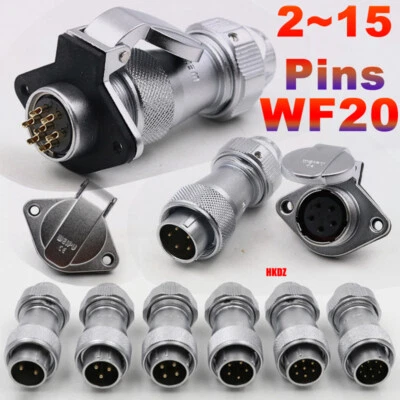 WF20 2~15 Pins Male Female Aviation Plugs Socket IP67 Waterproof Cable Connector - Image 1 of 4