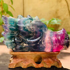 605g+Natural+quartz+Colored+fluorite+carved+and+polished%2C+faucet%2C+Reiki+energy