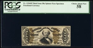 Fr 1324SP Third Issue 50c Spinner Face and Back Specimen PCGS 58 - 2 note set !! - Picture 1 of 4
