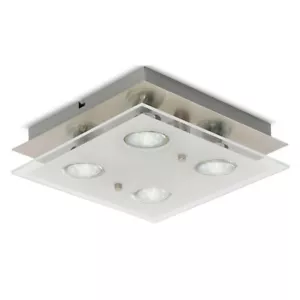 LED Deckenleuchte Nickel matt quadratisch 25cm 4 x 3W GU10 1000lm Lampe warmweiß - Bild 1 von 6