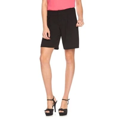 Pantalones Cortos de Crepé Elásticos ELLE para Mujer Negros Plisados 2 Bolsillos Talla 8 Foto 1 de 4