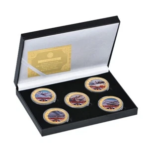 Battle of Britain World War II Anniversary Set of 5 Gold Plated Coins w/Case COA - Picture 1 of 19