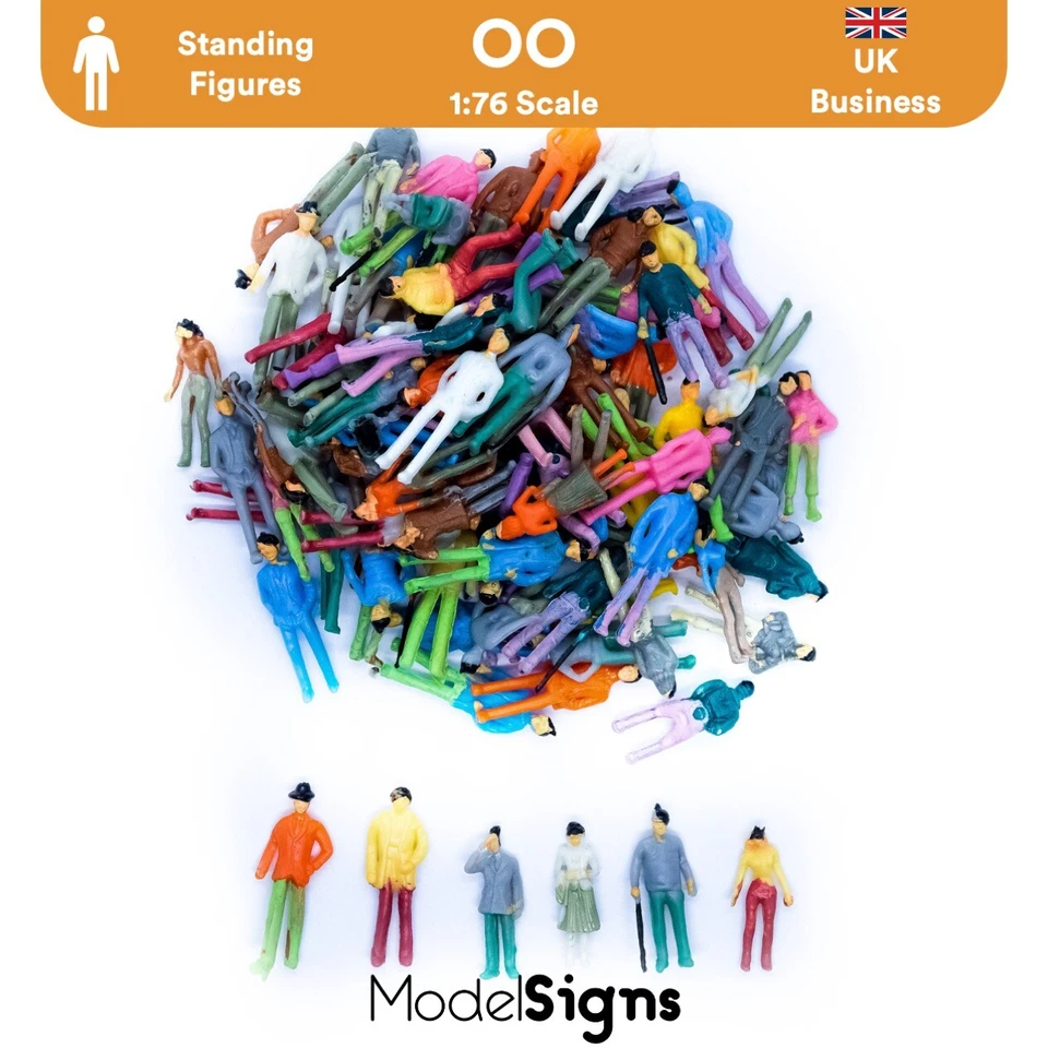 UK 100x Standing Figures Passengers Model Railway OO HO Hornby OOSTA ModelSigns - Image 1 of 4