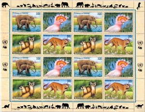 Unused Stamp Sheet Endangered Species United Nations 32 Cents 1997 NEW 16 Total - Picture 1 of 1