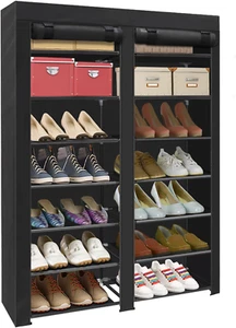 Shoe Rack Storage Organize, 28 Pairs Portable Double Row with Nonwoven Fabric... - Picture 1 of 12
