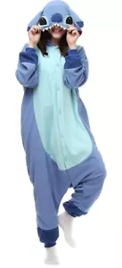 Unisex Adult Animal Pajamas One Piece Jumpsuit Blue Stitch Size XL Brand New - Picture 1 of 5