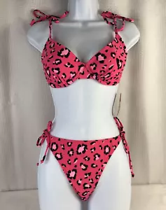 Bikini-Schnur Damen Junioren rosa Tier Leopard L Badeanzug Large Xhilaration NEU - Bild 1 von 8