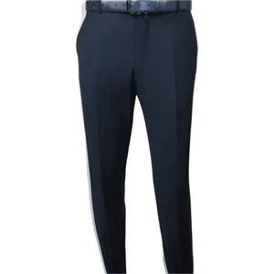 Pantaloni uomo MONO Turchia 100% lana tinta unita davanti slim fit 2502-02 blu navy - Foto 1 di 13