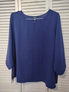 NEU DAMEN LANDS END OUTFITTERS 3/4-ÄRMEL PULLOVER BLUSE MARINEBLAU GR. 22W - Bild 1 von 4