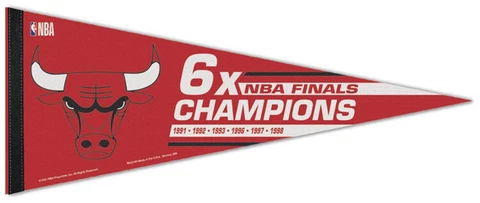 Chicago Bulls 6-TIME NBA CHAMPIONS Official Premium Felt Collector's PENNANT Cover