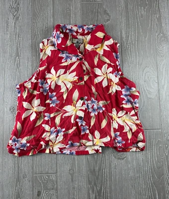 Карибский Joe гавайский женщин 3 X красный гавайский блузка без рукавов - Изображение 1 из 4