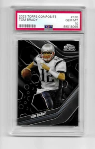 2023 TOPPS COMPOSITE FOOTBALL CARD #130 TOM BRADY PSA 10 CHROME BLACK PATRIOTS - Picture 1 of 5