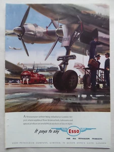 9/1951 PUB ESSO AVIATION BOEING STRATOCRUISER LONDON AIRPORT ORIGINAL WOOTTON AD - Foto 1 di 1