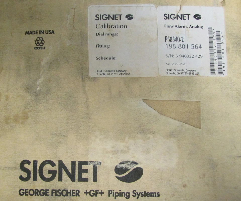 SIGNET GEORGE FISCHER Flowmeter P58540 2 0-180 GPM 198 801 564  - Image 1 of 1