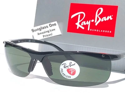 NEW Ray Ban Sport Shiny Black POLARIZED Green Lens Sunglass RB4085 601/9A - Image 1 of 4