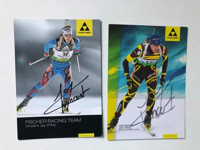 2  Biathlon Autogrammkarten  "  Vincent Jay  ( FRA )    " - Bild 1 von 2