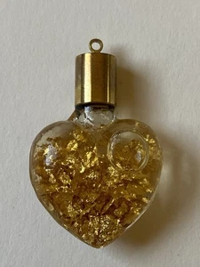 Vintage Glass Heart With Gold Flakes Pendant - Picture 1 of 4